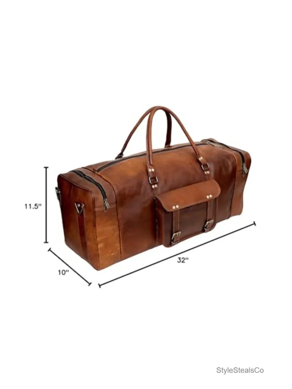24 Inch Genuine Leather Duffel Bag Weekend Travel Carry On Gym Sports Overnight